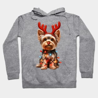 Christmas Red Nose Yorkshire Terrier Dog Hoodie